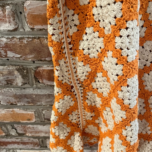 Maeve Vibrant Orange and Cream Crochet Dress - Picture 4 of 5
